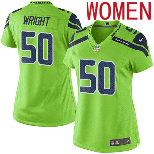 Women Seattle Seahawks #50 K.J. Wright Nike Neon Green Game NFL Jersey